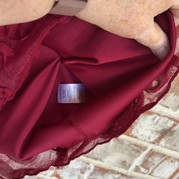 Enfocus Studio Wine one Shoulder Rosette Party Dress - Picture 8 of 10